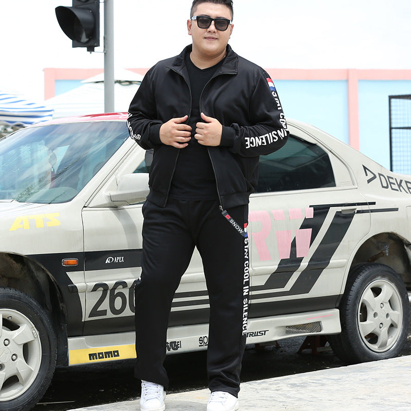 Plus Size Men's Fashion Sportswear Set with Zipper