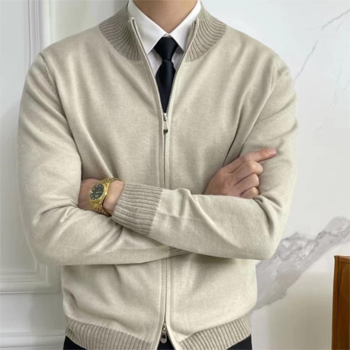Trendy Long Sleeve Knitwear Coat for Men