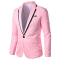 Mens Casual Slim Fit Suit Jacket 1 Button Daily Blazer Business Sport Coat Tops Pink