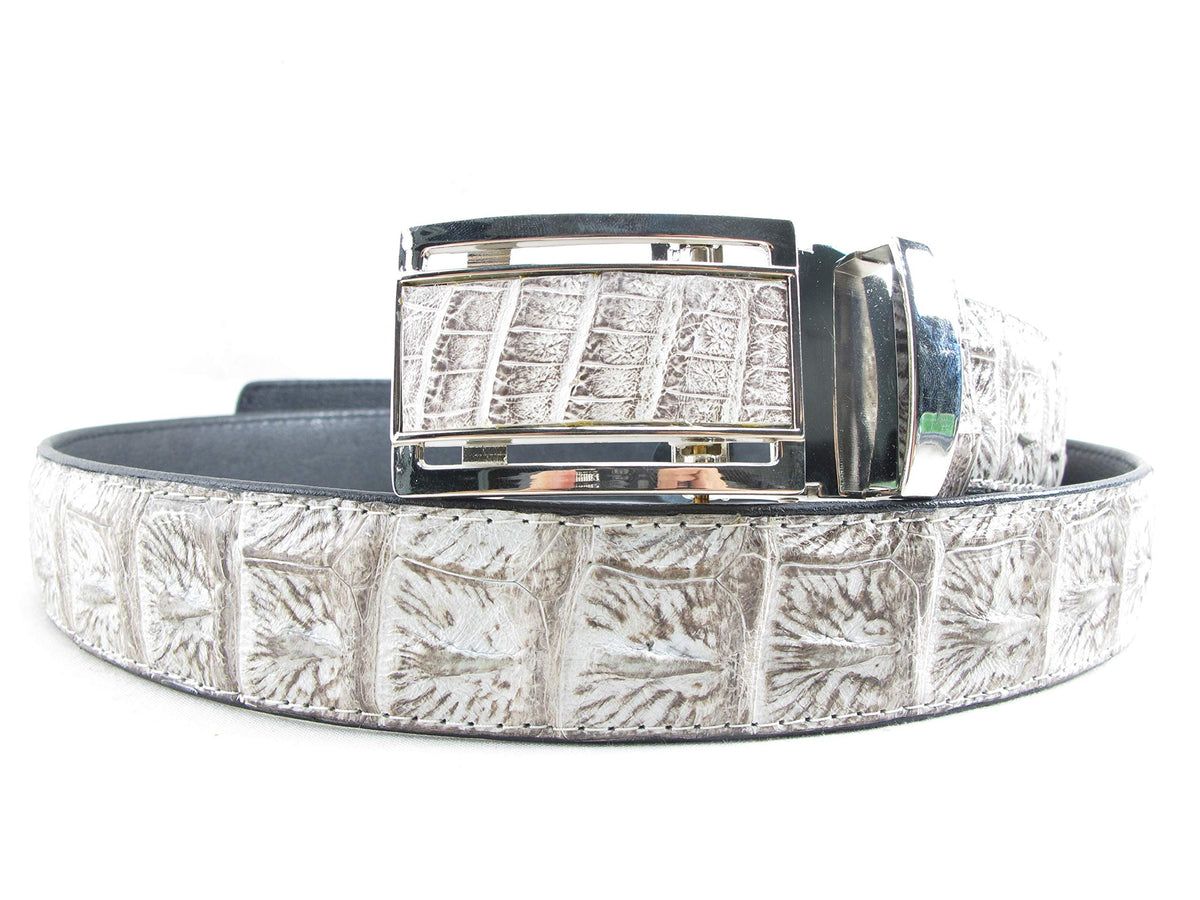Pelgio Genuine Crocodile Backbone Skin Leather Mens Belt 46" Long Auto Locking (Natural)