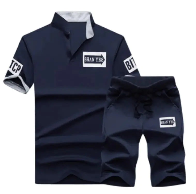 Men's sportswear set, casual cardigan jacket, thick warm outdoor sports shirt, pants, two-piece set