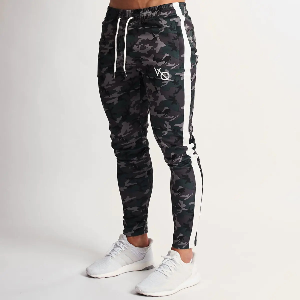 Camouflage Workout Training Pants with Side Stripe