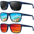 KALIYADI Polarized Sunglasses Men Lightweight Mens Sunglasses Polarized UV Protection Driving Fishing Golf (Frame Blue|Lens Black/Red/Ice Blue)