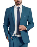 MYS Mens One Button Jacket Blazer Slim Fit Suit Casual Lightweight Sport Coat Light Blue