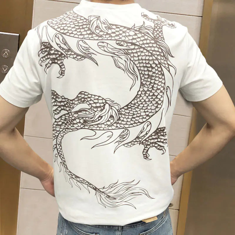 Dragon Rhinestone Short Sleeve T-Shirt for Men