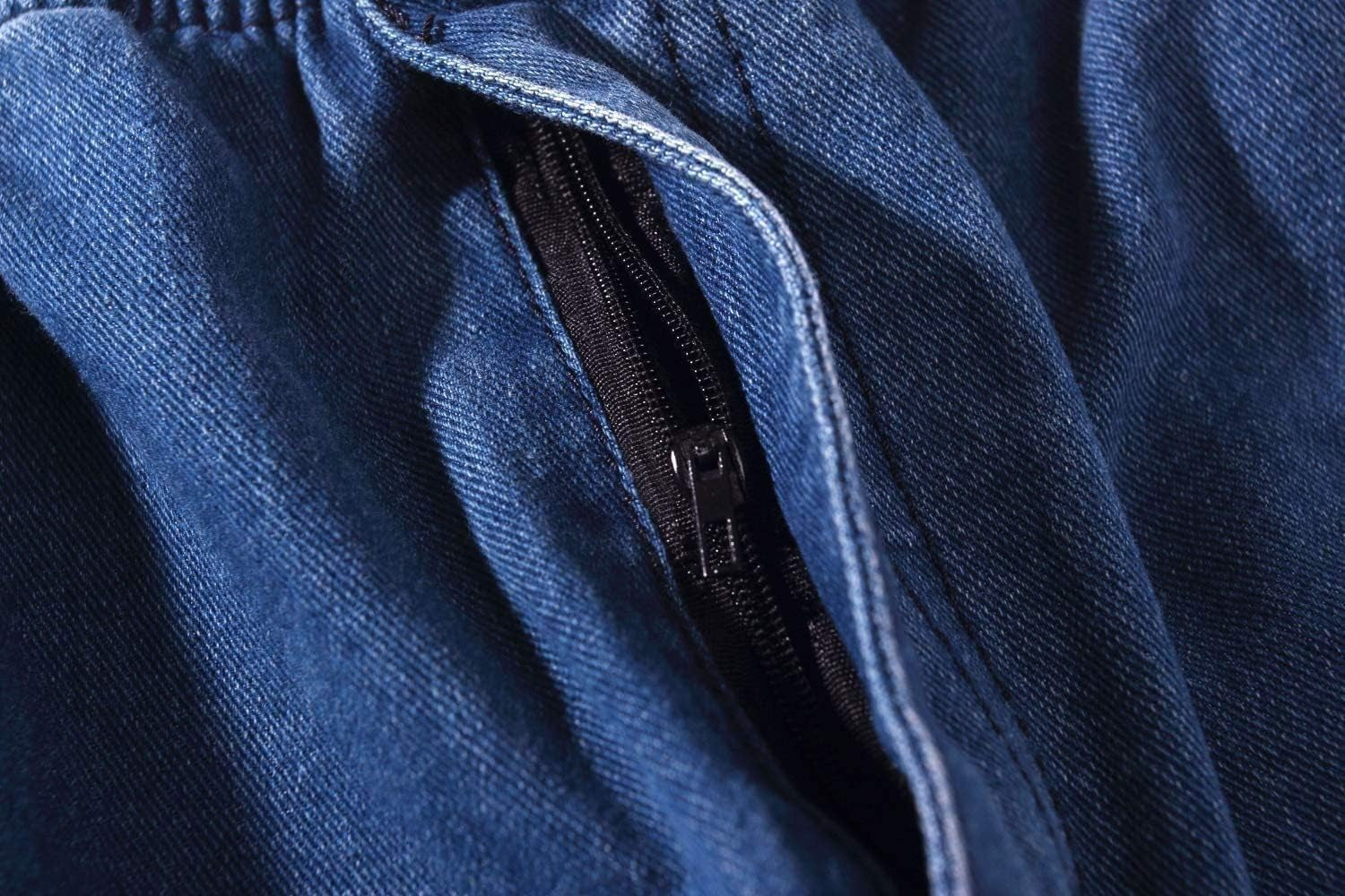 Mens Elastic Waist Jeans Casual Loose Fit Pull on Jeans Denim Pants