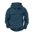 Hoodies For Men Mens Jacket Coat MenS Full-Zip Hoodie With Multiple Pockets Soft Fleece Adjustable Drawstring Hood Casual Wear Coats For Men Winter Blue Small