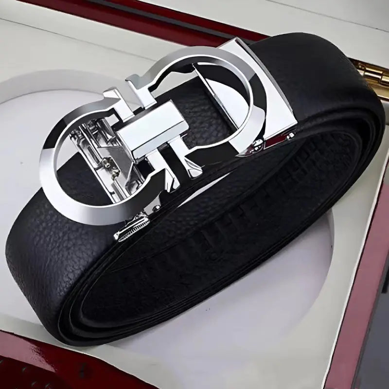 Genuine Leather Automatic Buckle Business Belt for Men
