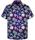MIKENKO Mushroom Hawaiian Shirt for Men Funny Button Down Shirt Men Summer Magic Short Sleeve Button Up Shirts for Men