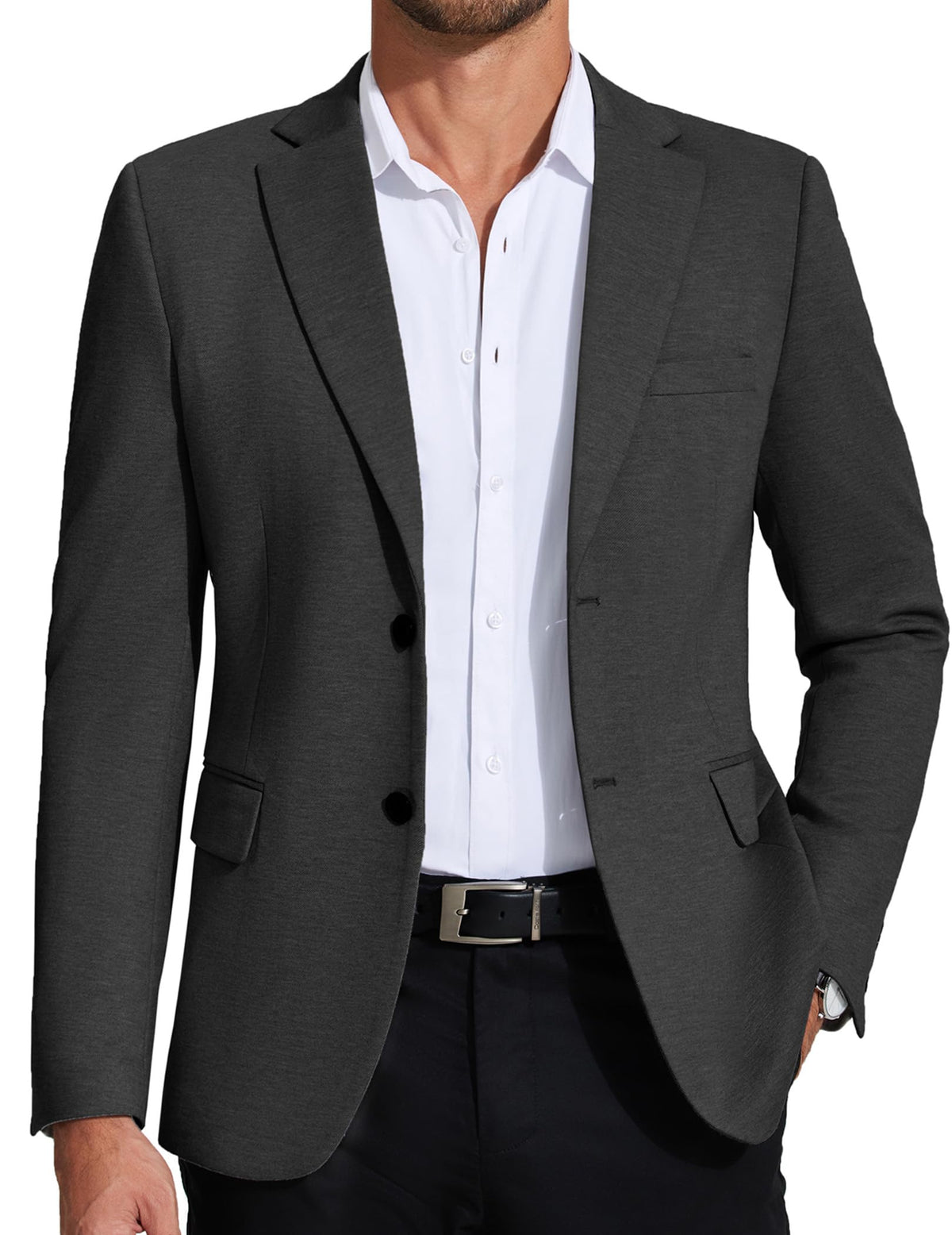 COOFANDY Mens Sport Coat Blazer Casual Slim Fit Lightweight Stylish Sport Jacket Dark Grey XXL