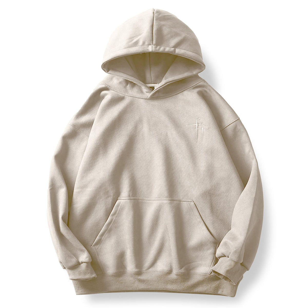 GURUNVANI Mens Faux Suede Hoodie Pullover Graphic Embroidered Hooded Vintage Hoodie Sweatshirts Beige XX-Large