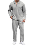 Uni Clau Mens Tracksuits 2 Piece Outfit Quarter Zip Casual Sweatsuit Sets Athletic Jogging Suits Sport Grey XL