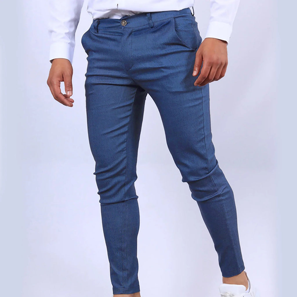 Mens Chinos Slim Fit Pants Flat Front Stretch Skinny Tapered Dress Pants Comfort Casual Solid Trousers 2024