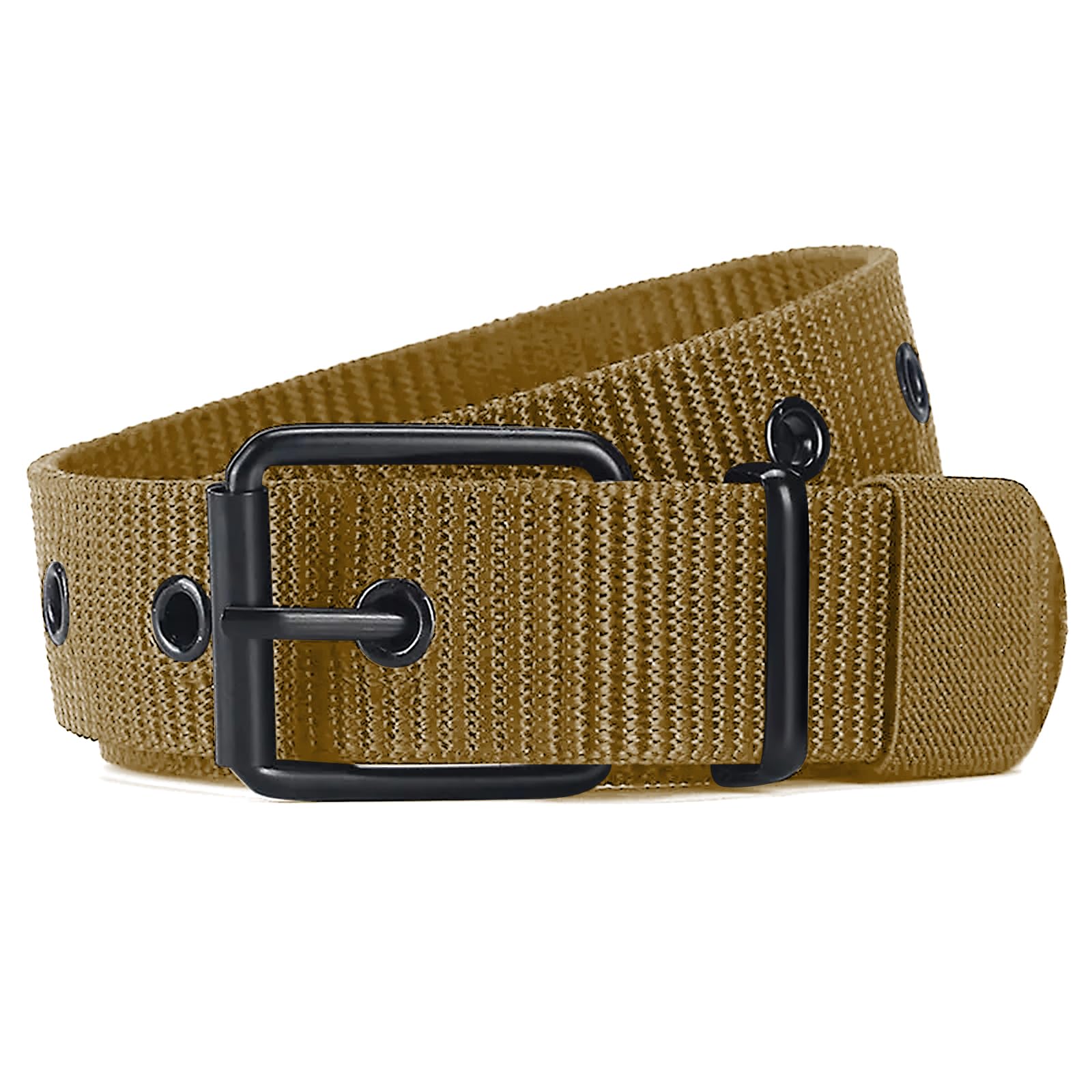 SUOSDEY Grommet Nylon Belt for Men Web Belt for Jeans Nylon Men Belt with Metal Buckle