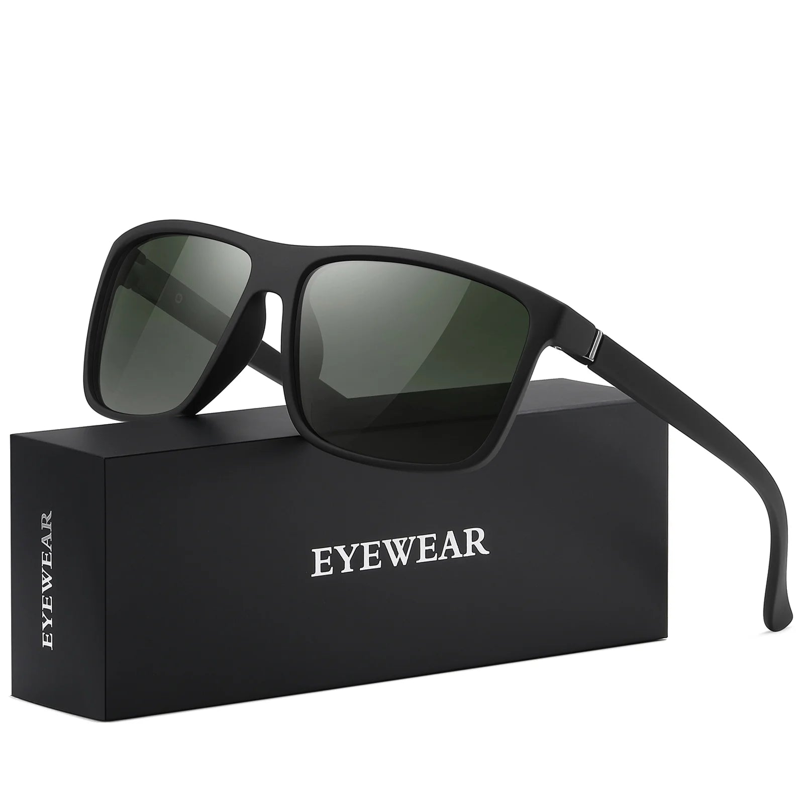 Polarized Sunglasses for Men Women Retro Square Sun Glasses Driving Fishing UV Protection (Green)