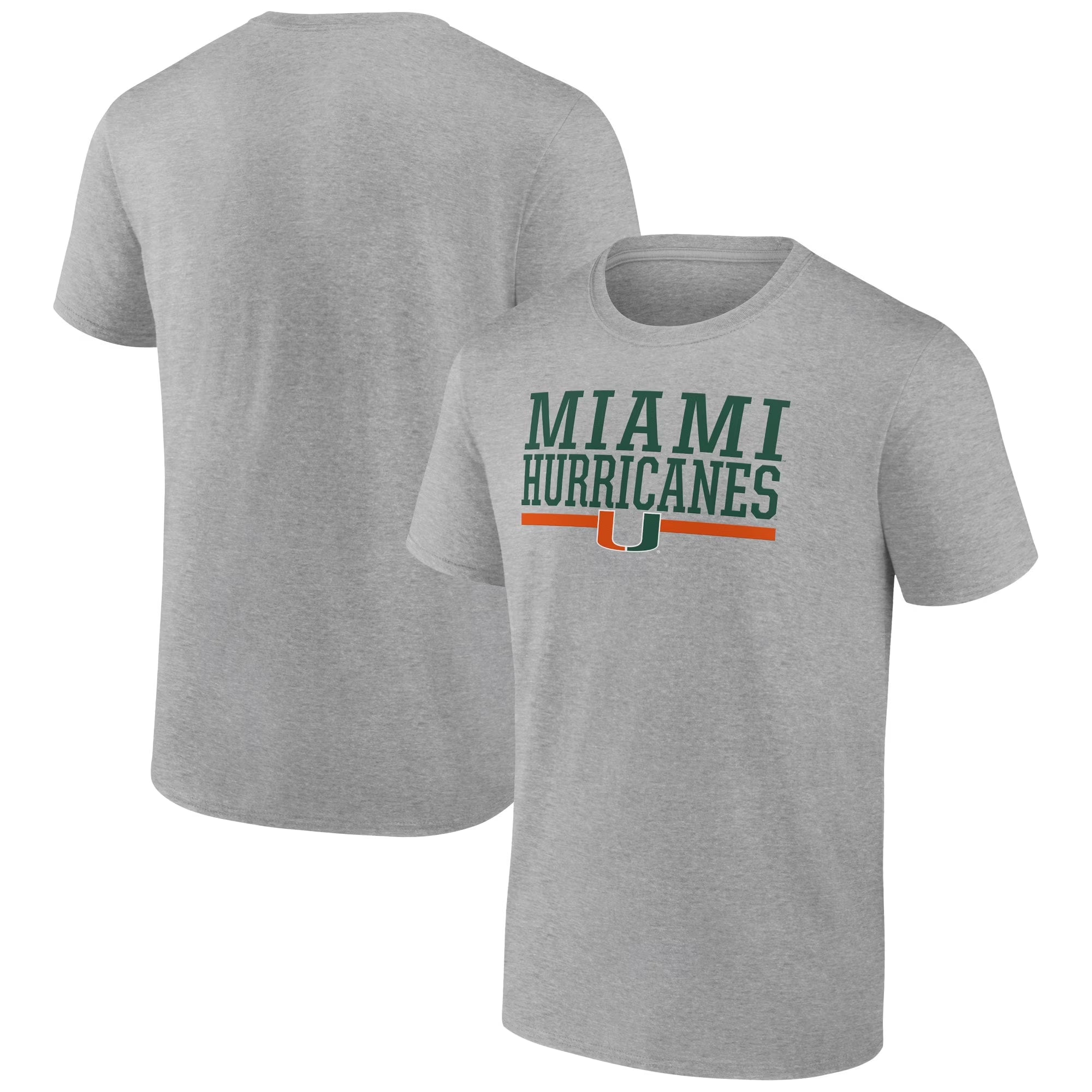Men'S Heather Gray Miami Hurricanes Collegiate Stack T-Shirt