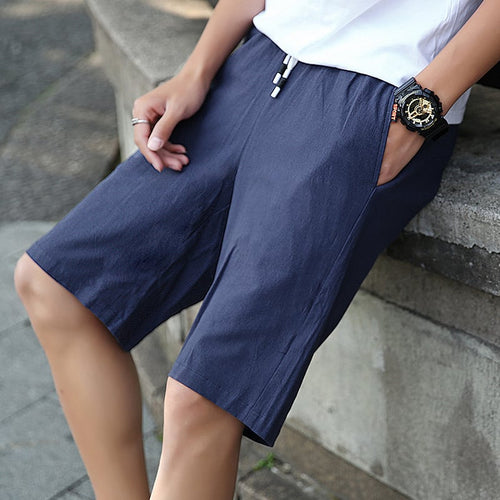 Casual Plus Size Solid Color Beach Shorts for Men