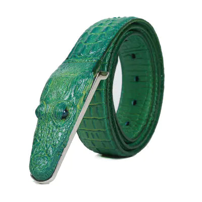 Crocodile Pattern Leather Belt for Men - Casual Design