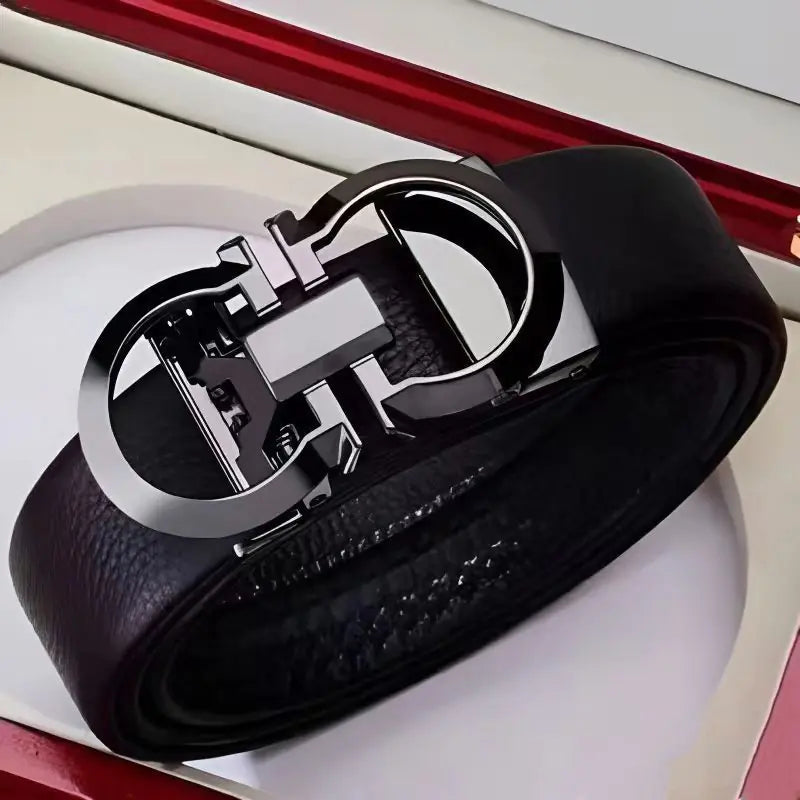 Genuine Leather Automatic Buckle Business Belt for Men