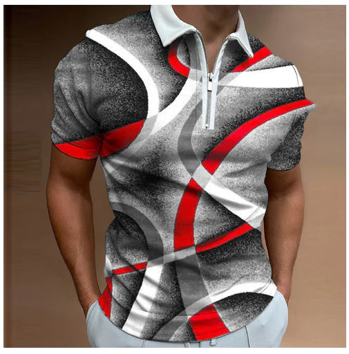 3D Digital Print Summer Polo Shirt for Men