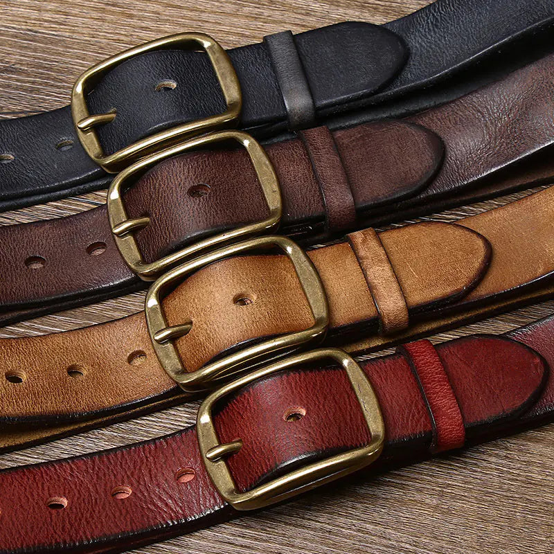 3.8CM Vintage Style Genuine Leather Belt for Men