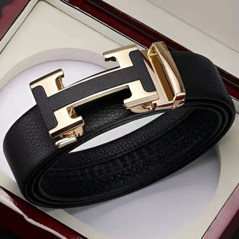 Genuine Leather Automatic Buckle Business Belt for Men