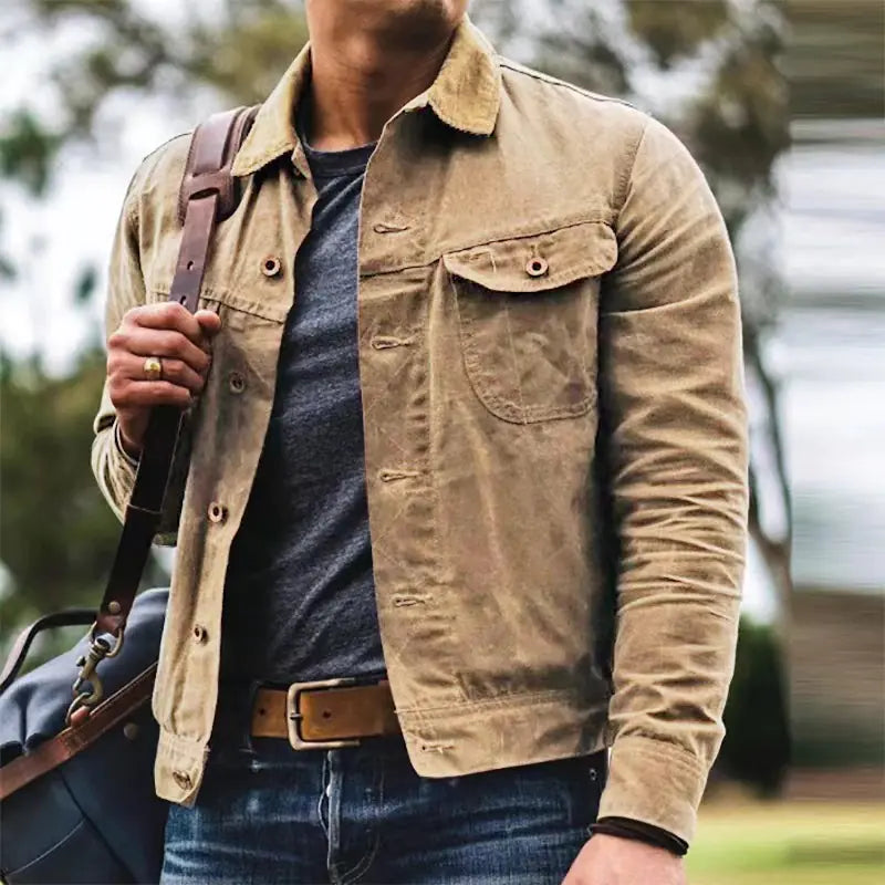 Vintage Washed Jacket for Men (Casual Style)