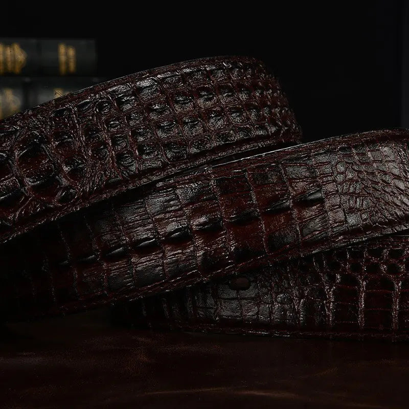 Crocodile Pattern Leather Belt for Men - Casual Design