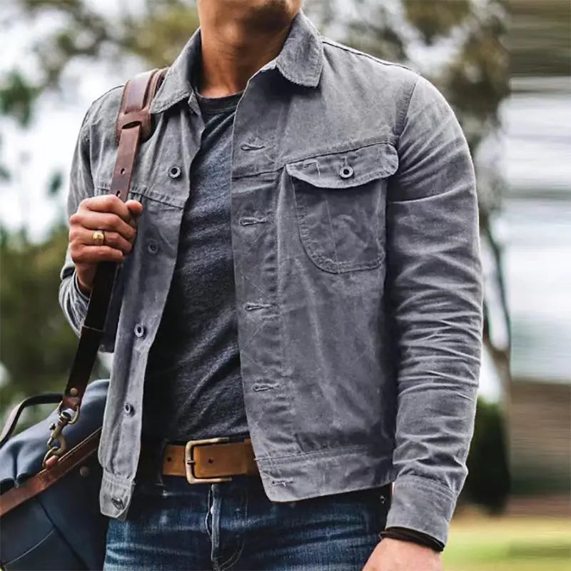 Vintage Washed Jacket for Men (Casual Style)