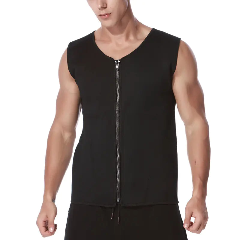 Men's Zip Vest for Intense Workout and Sauna Use
