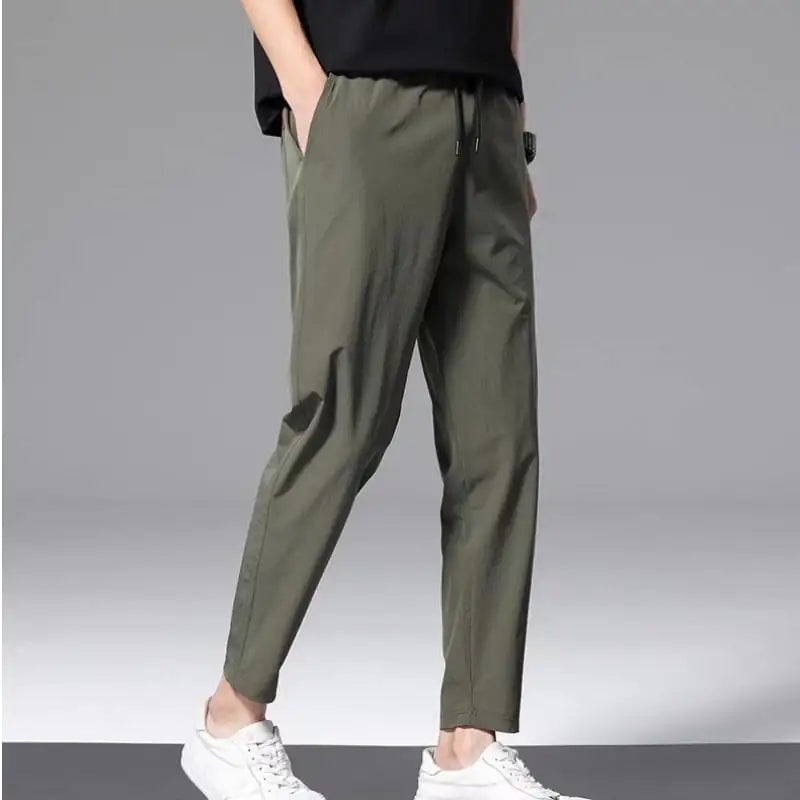 Thin Ice Silk Nine-Part Loose Casual Pants for Men