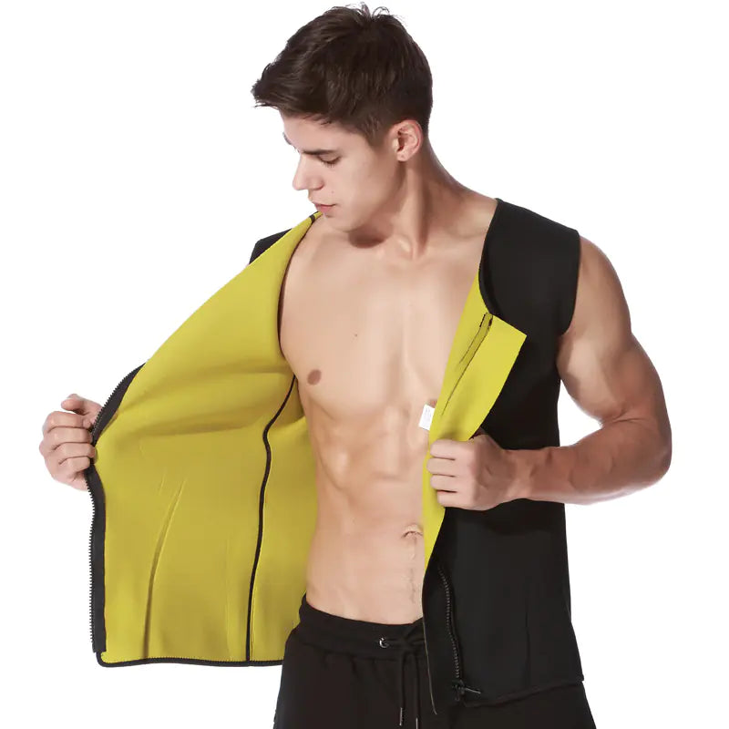 Men's Zip Vest for Intense Workout and Sauna Use