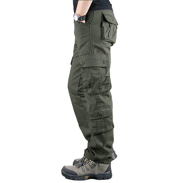 Khaki Military Cargo Pants for Men - Casual Tactical Wear