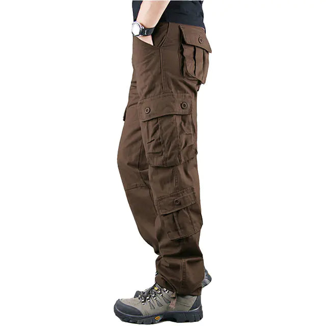 Khaki Military Cargo Pants for Men - Casual Tactical Wear