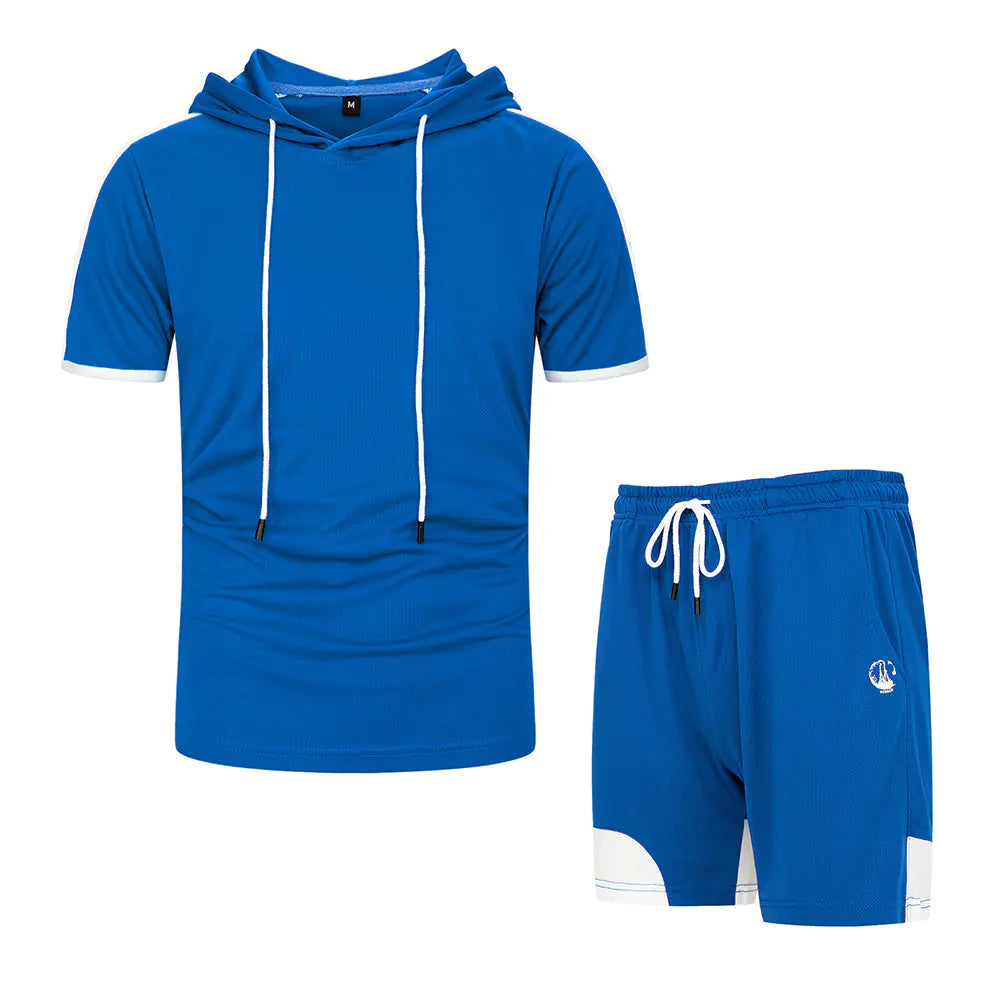 Hooded Color Block Suit for Men's Casual Sportswear
