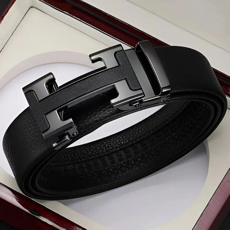 Genuine Leather Automatic Buckle Business Belt for Men
