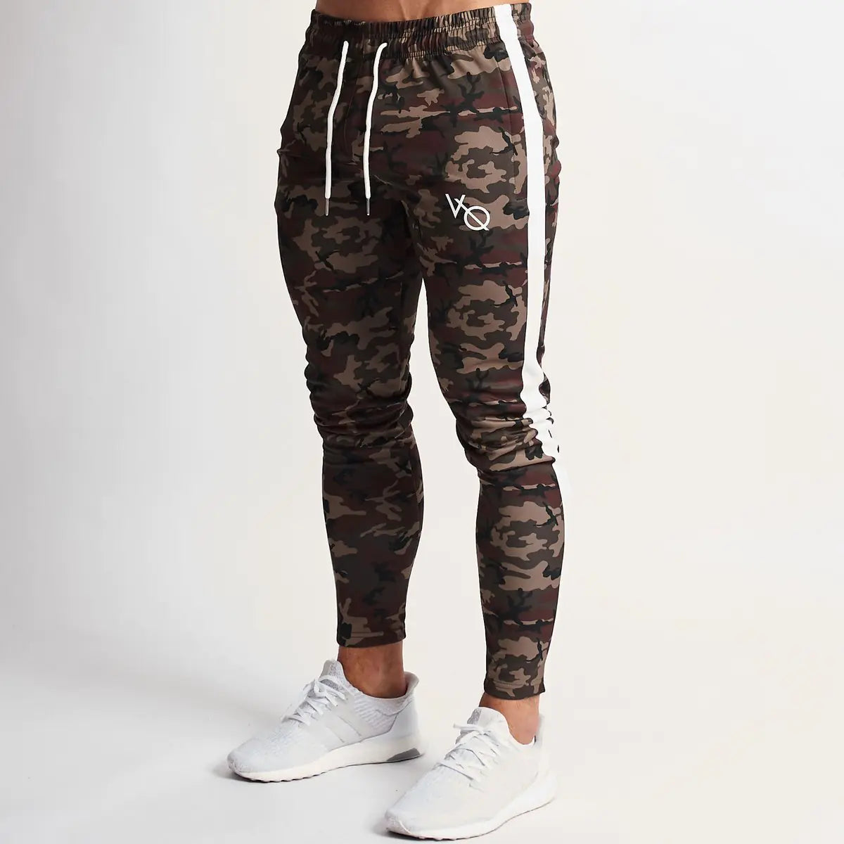 Camouflage Workout Training Pants with Side Stripe
