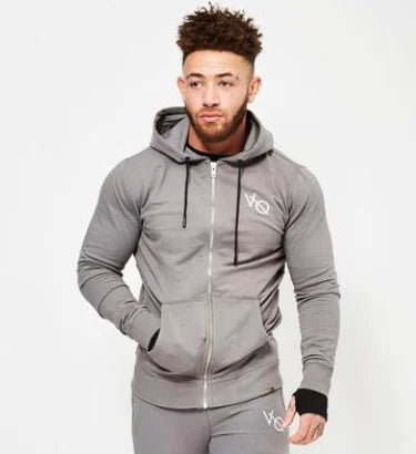 Men's Zip-Up Hoodie - Breathable Slim Fit Sportswear