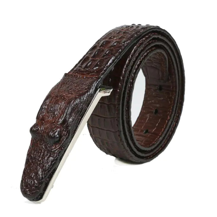 Crocodile Pattern Leather Belt for Men - Casual Design